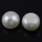 No Hole Cultured Freshwater Pearl Beads, Button, natural, white, 10-10.5mm 