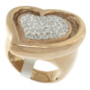 Нержавеющая сталь Rhinestone палец кольцо, нержавеющая сталь, с клей, Сердце, плакированный цветом розового золота, с 41 шт горный хрусталь 18mm, размер:8, продается PC