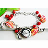 Fashion Watch Bracelet, Zinc Alloy, with Lampwork & Glass Seed Beads & Glass, platinum color plated, twist oval chain & for woman, red, 15mm Approx 7.5 Inch 