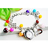 Fashion Watch Bracelet, Zinc Alloy, with Lampwork & Glass Seed Beads & Glass, Heart, platinum color plated, twist oval chain & for woman, 15mm Approx 7.5 Inch 