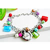 Fashion Watch Bracelet, Zinc Alloy, with Lampwork & Glass Seed Beads & Glass, Round, platinum color plated, oval chain, 15mm Approx 7.5 Inch 