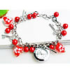 Fashion Watch Bracelet, Zinc Alloy, with Lampwork & Glass Seed Beads & Glass, Round, platinum color plated, oval chain & for woman, red, 15mm Approx 7.5 Inch 