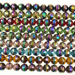 Runde Kristallperlen, Kristall, bunte Farbe plattiert, handgemachte facettiert, gemischte Farben, 10mm, Bohrung:ca. 1.5mm, Länge:12 ZollInch, 32PCs/Strang, verkauft von Strang