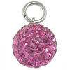 Rhinestone Stainless Steel Pendants, with Rhinestone Clay Pave & Stainless Steel, Round Approx 4mm 