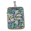 Abalone Shell Pendants, Brass, with Abalone Shell, Rectangle, platinum color plated Approx 