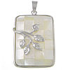Brass Shell Pendants, with White Shell, Rectangle Approx 