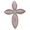Brass Shell Pendants, with Pink Shell, Cross Approx 