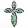Abalone Shell Pendants, Brass, with Abalone Shell, Cross, platinum color plated Approx 