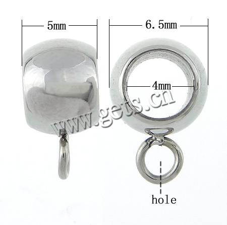 Stainless Steel Bail Bead, 304 Stainless Steel, Rondelle, Customized, original color, 5x6.5mm, 4mm, Hole:Approx 2mm, Sold By PC