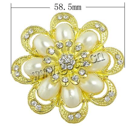 Flower Zinc Alloy Connector, plated, Customized & 4-strand & with rhinestone, more colors for choice, 58.5x58.5x18mm, Hole:Approx 2mm, Sold By PC