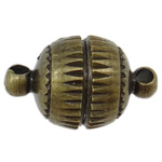 Brass Magnetic Clasp, Bead, single-strand, cut design, bronze color, 16x10mm, Hole:Approx 2MM, Sold by PC