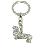 Rhinestone Zinc Alloy Key Chain, iron snap clasp, Dog, with rhinestone, nickel, lead & cadmium free Approx 27mm .3 Inch 