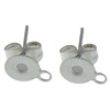Stainless Steel Earring Stud Component, with loop, original color 0.7mm 