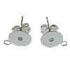 Stainless Steel Earring Stud Component, with loop, original color 0.7mm 