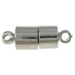 Brass Magnetic Clasp, Tube, single-strand, platinum color, 14x4.5mm, Hole:Approx 1.5MM, Sold by PC