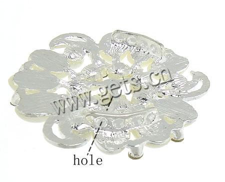 Flower Zinc Alloy Connector, plated, Customized & 4-strand & with rhinestone, more colors for choice, 56x56x20mm, Hole:Approx 2mm, Sold By PC