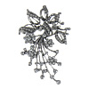 Zink Legierung Schmuck Brosche, Zinklegierung, Blume, metallschwarz plattiert, mit Strass, 50.7x81.2x11.2mm, verkauft von PC