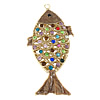 Zinc Alloy Animal Pendants, Fish, gold color plated, enamel & with rhinestone & hollow Approx 3.5mm 