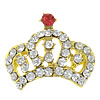 Zinc Alloy Jewelry Cabochons, Crown, gold color plated, flat back & with rhinestone 