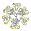 Conector de aleación de Zinc de flor, chapado, con diamantes de imitación & 1/1 aro & hueco, 44.5x44.5x8.7mm, Vendido por UD