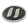 Ornamento de zapatos de aleación de zinc, Redondo Aplanado, chapado en color de platina, esmalte & con diamantes de imitación, Negro, 44.7x31.5x8mm, Vendido por UD