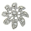 Cabujones de Aleación de Zinc, Flor, chapado en color de platina, espalda plana & con diamantes de imitación, 44.5x44.5x6mm, Vendido por UD