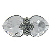 Zinc Alloy Jewelry Brooch, with Acrylic, Heart, plumbum black color plated, faceted & with rhinestone 