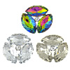 Zinc Alloy Jewelry Cabochons, with Crystal, Flower, platinum color plated, flat back & faceted & with rhinestone 