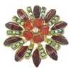 Zink Legierung Schuhe Ornament, Zinklegierung, mit Harz, Blume, goldfarben plattiert, mit Strass & buntes Pulver, 53.5x53.5x12mm, verkauft von PC