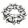 Bijoux broche en Zinc alliage , alliage de zinc, fleur, Placage de couleur noire de plumbum, avec strass & creux Vendu par PC