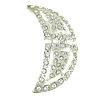 Zinc Alloy Jewelry Brooch, Moon, platinum color plated, with rhinestone, clear 