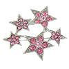 Zinc Alloy Jewelry Brooch, Star, platinum color plated, with rhinestone 