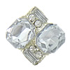 Zinc Alloy Shank Button, with Acrylic, Rectangle, silver color plated, faceted & with rhinestone Approx 2mm 