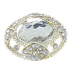 Zinc Alloy Shank Button, with Acrylic, Flat Oval, silver color plated, faceted & with rhinestone, clear Approx 2mm 