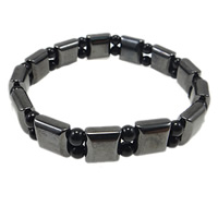 Bracelets titane magnétique, hématite magnétique, rectangle, noire, 10mm  4mm .5 pouce, Vendu par brin