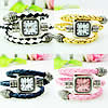 Bangle Watch, Zinc Alloy, with PU Leather & Glass, plated, braided bracelet & for woman 6mm Approx 7.6 Inch 