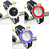 Women Wrist Watch, Zinc Alloy, with Glass & Silicone, platinum color plated, for woman & faceted & with rhinestone 34mm, 18mm Approx 8.8 Inch 