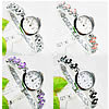 Fashion Watch Bracelet, Zinc Alloy, with Glass, platinum color plated, for woman & enamel & with rhinestone 21mm, 11mm Approx 7.6 Inch 