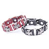 Cowhide Bracelets, with Zinc Alloy, platinum color plated, with cross pattern & blacken 23.5cm, 2cm Approx 9.2 Inch 