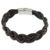 Cowhide Bracelets, stainless steel clasp, woven, braided bracelet, 17mm Approx 8.5 Inch 