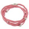 Cowhide Bracelets, with Stainless Steel , pink 2mm Approx 22 Inch 