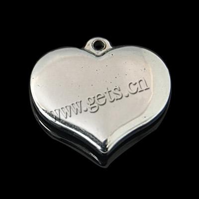 Encantos de etiqueta de acero inoxidable, Corazón, color original, 17x16x2.5mm, agujero:aproximado 1mm, Vendido por UD