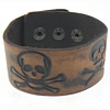 Men Bracelet, Cowhide, iron clasp, with skull pattern, 34mm Approx 9 Inch 