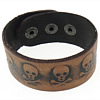 Men Bracelet, Cowhide, iron clasp, with skull pattern, 27mm Approx 8.5 Inch 
