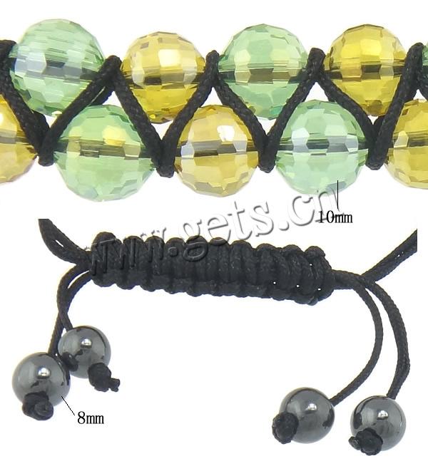 Pulseras de Cristal Estilo Woven Ball, con cordón de nylon & Hematite, hecho a mano, 10mm, 8mm, longitud:aproximado 6-11 Inch, Vendido por Sarta