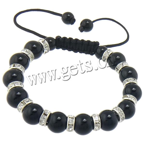 Crystal Woven Ball Bracelets, Glass, with Nylon Cord & Zinc Alloy, handmade, Customized & with rhinestone, 3.5x8mm, 10mm, 8mm, Length:Approx 7-10 Inch, Sold By Strand