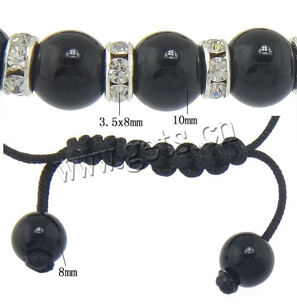 Kristall Woven Ball Armbänder, Glas, mit Nylonschnur & Zinklegierung, handgemacht, Kundenindividuell & mit Strass, 3.5x8mm, 10mm, 8mm, Länge:ca. 7-10 ZollInch, verkauft von Strang