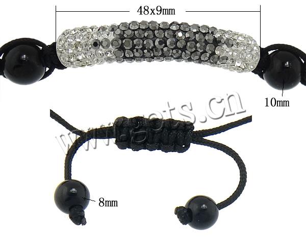 Crystal Woven Ball Bracelets, with Nylon Cord & Brass, handmade, with rhinestone, 48x9mm, 10mm, 8mm, Length:Approx 6-10 Inch, Sold By Strand