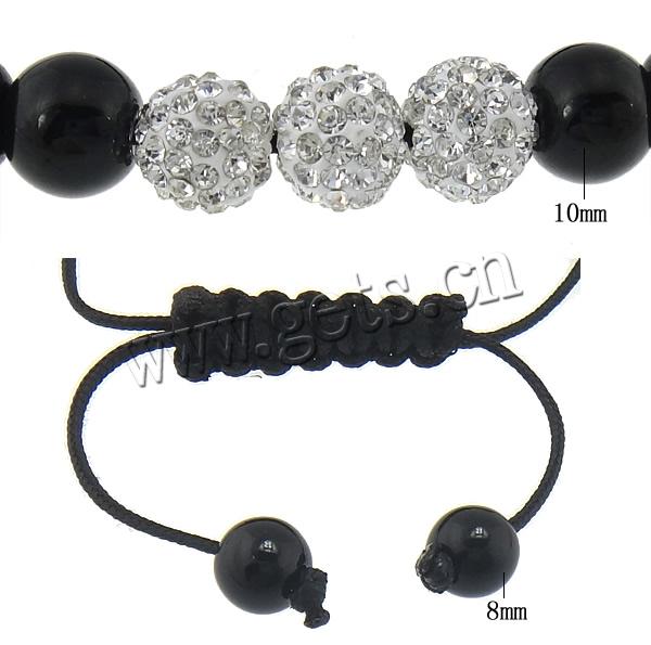 Crystal Woven Ball Bracelets, with Rhinestone Clay Pave Bead & Nylon Cord, handmade, 10mm, 8mm, Length:Approx 6-10 Inch, Sold By Strand