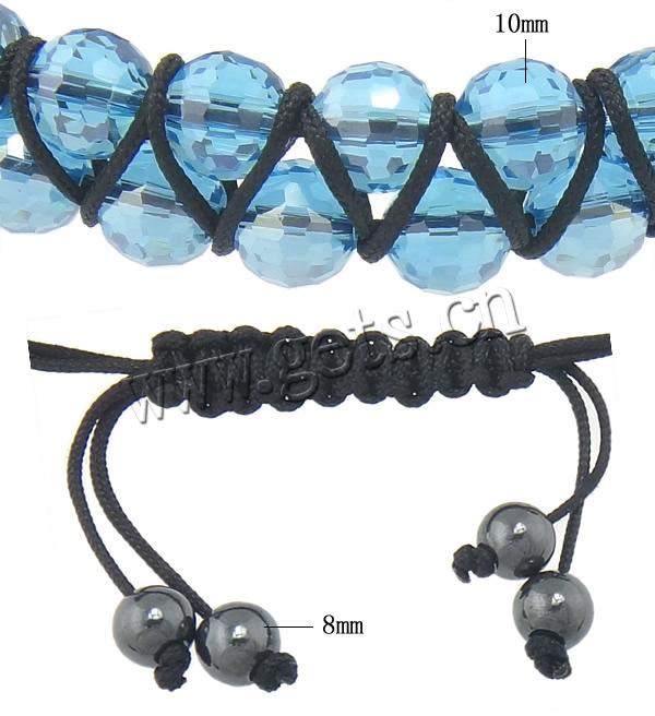 Bracelets en cristal de Woven Ball, avec corde en nylon & Hématite, fait à la main, 10mm, 8mm, Longueur:Environ 6-11 pouce, Vendu par brin